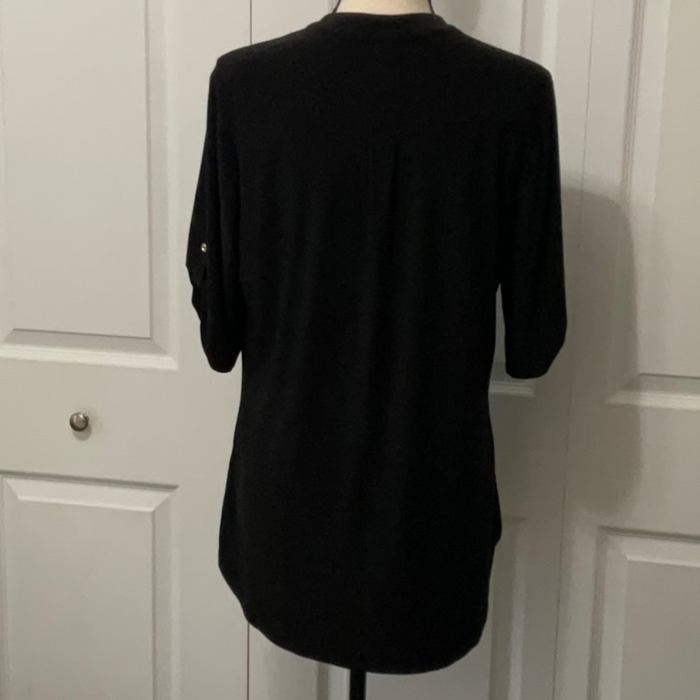 PerSeption Concept Black V-Neck Shirt with Gold Buttons, Large - Picture 3 of 8